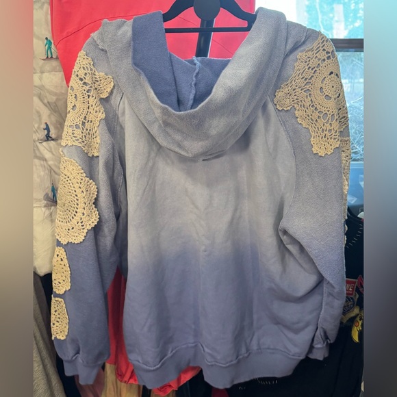 NWT Free People FP x Tricia Fix Doily Hoodie - blue - M/L - Picture 6 of 10
